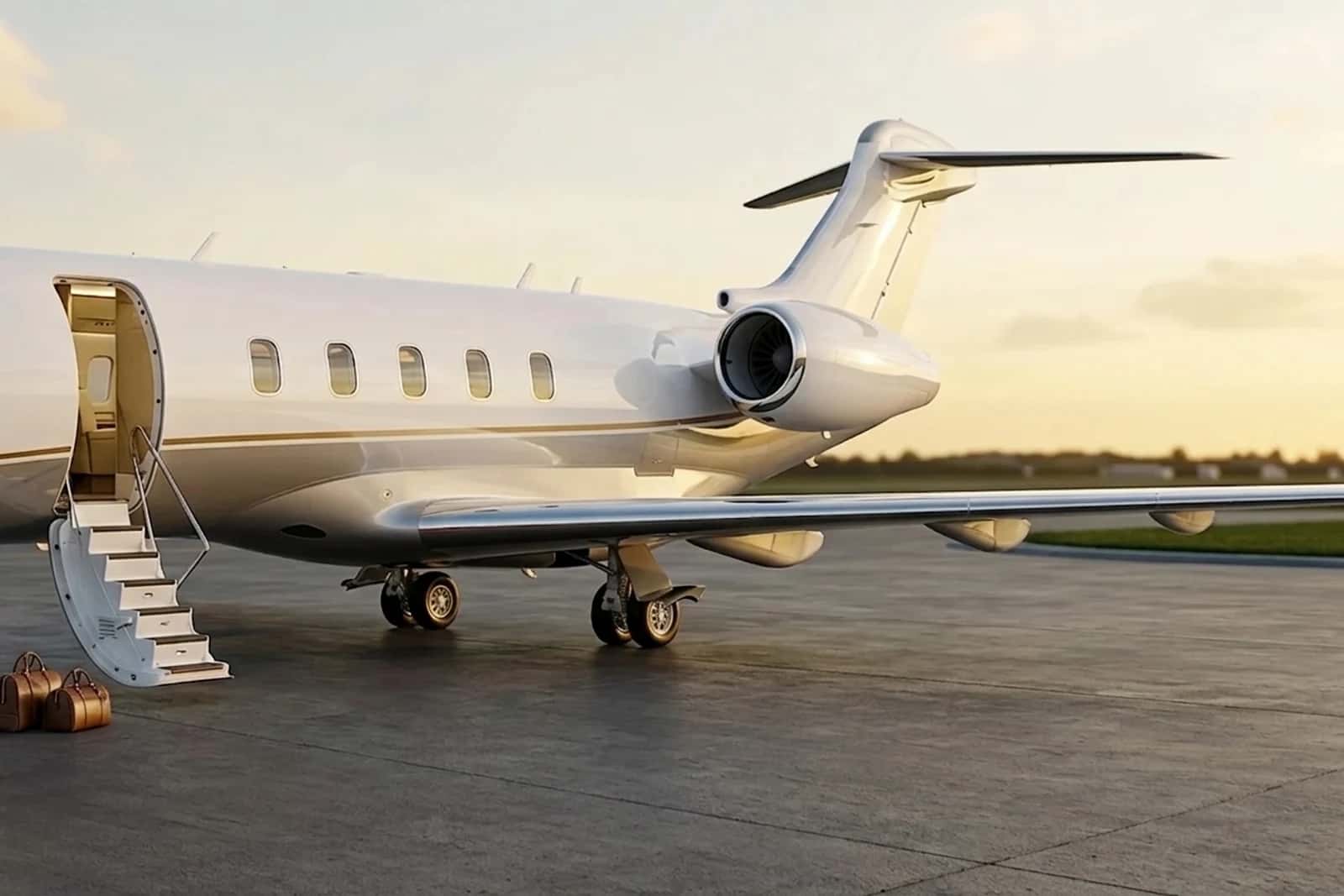 Bombardier Challenger 3500 super midsize jet on the ramp